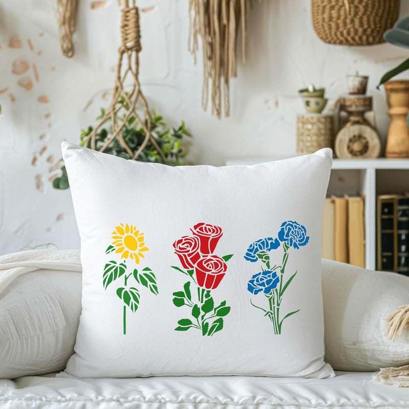 Resflyar 12 PCS Flower Stencils Reusable Rose Sunflower Hibiscus Templates Floral Drawing Stencils for Wood Garden Fence Furniture Fabrics DIY Home Decor 7.9 x 5.1 Inch - Image 4